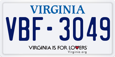 VA license plate VBF3049
