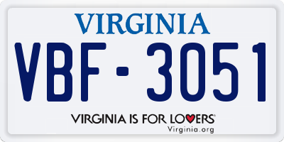 VA license plate VBF3051