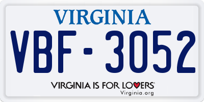VA license plate VBF3052