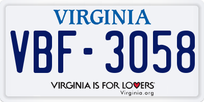 VA license plate VBF3058