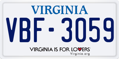 VA license plate VBF3059