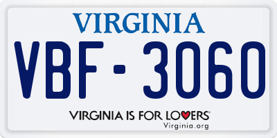 VA license plate VBF3060
