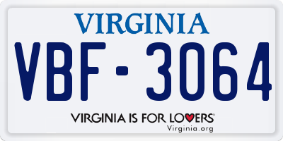 VA license plate VBF3064