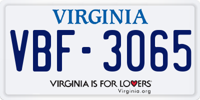 VA license plate VBF3065