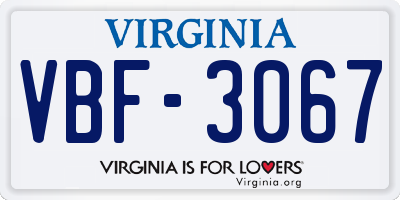 VA license plate VBF3067