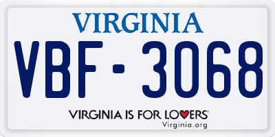 VA license plate VBF3068