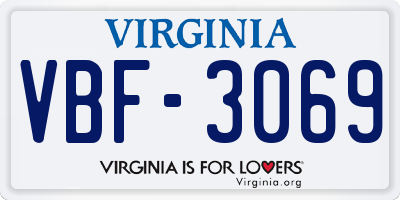 VA license plate VBF3069