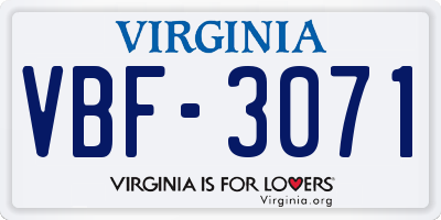 VA license plate VBF3071