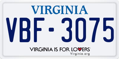 VA license plate VBF3075
