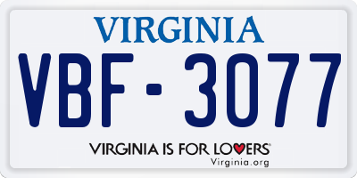 VA license plate VBF3077