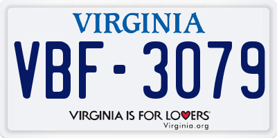 VA license plate VBF3079
