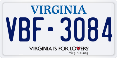 VA license plate VBF3084