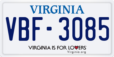 VA license plate VBF3085