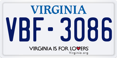 VA license plate VBF3086