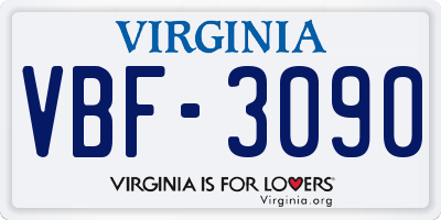 VA license plate VBF3090