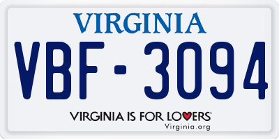 VA license plate VBF3094