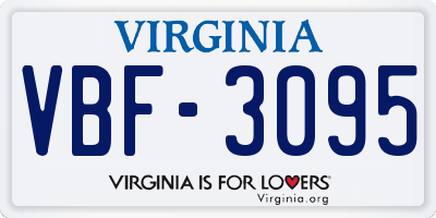 VA license plate VBF3095