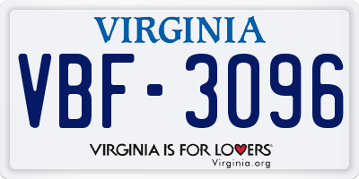 VA license plate VBF3096