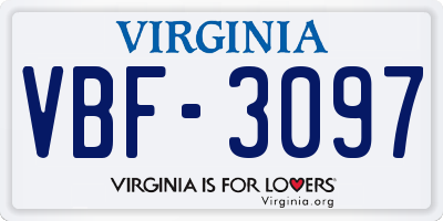 VA license plate VBF3097