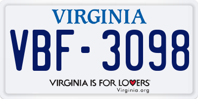 VA license plate VBF3098