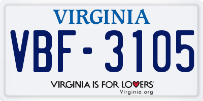 VA license plate VBF3105