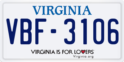 VA license plate VBF3106