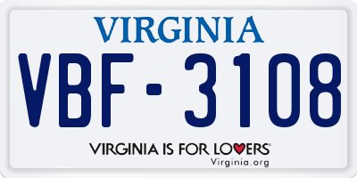 VA license plate VBF3108
