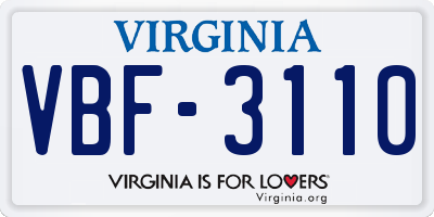 VA license plate VBF3110