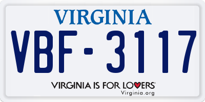 VA license plate VBF3117
