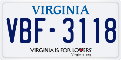 VA license plate VBF3118