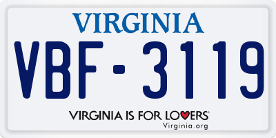 VA license plate VBF3119