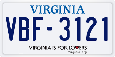 VA license plate VBF3121