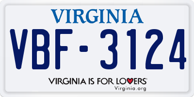 VA license plate VBF3124