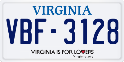 VA license plate VBF3128