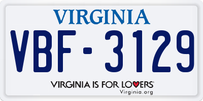 VA license plate VBF3129