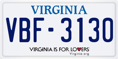 VA license plate VBF3130