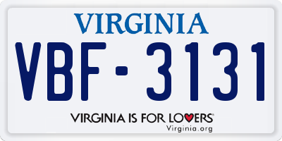 VA license plate VBF3131