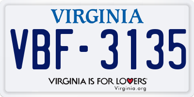 VA license plate VBF3135
