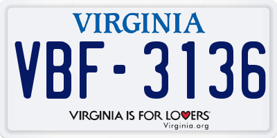 VA license plate VBF3136