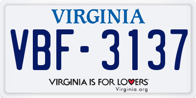 VA license plate VBF3137