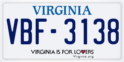 VA license plate VBF3138