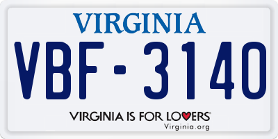 VA license plate VBF3140