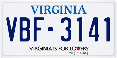 VA license plate VBF3141