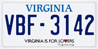 VA license plate VBF3142
