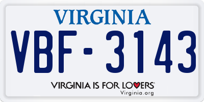 VA license plate VBF3143