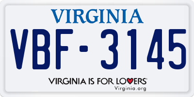 VA license plate VBF3145