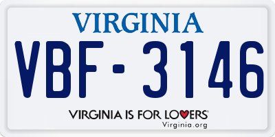 VA license plate VBF3146