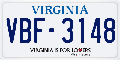 VA license plate VBF3148
