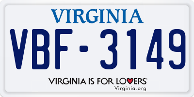VA license plate VBF3149
