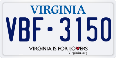 VA license plate VBF3150